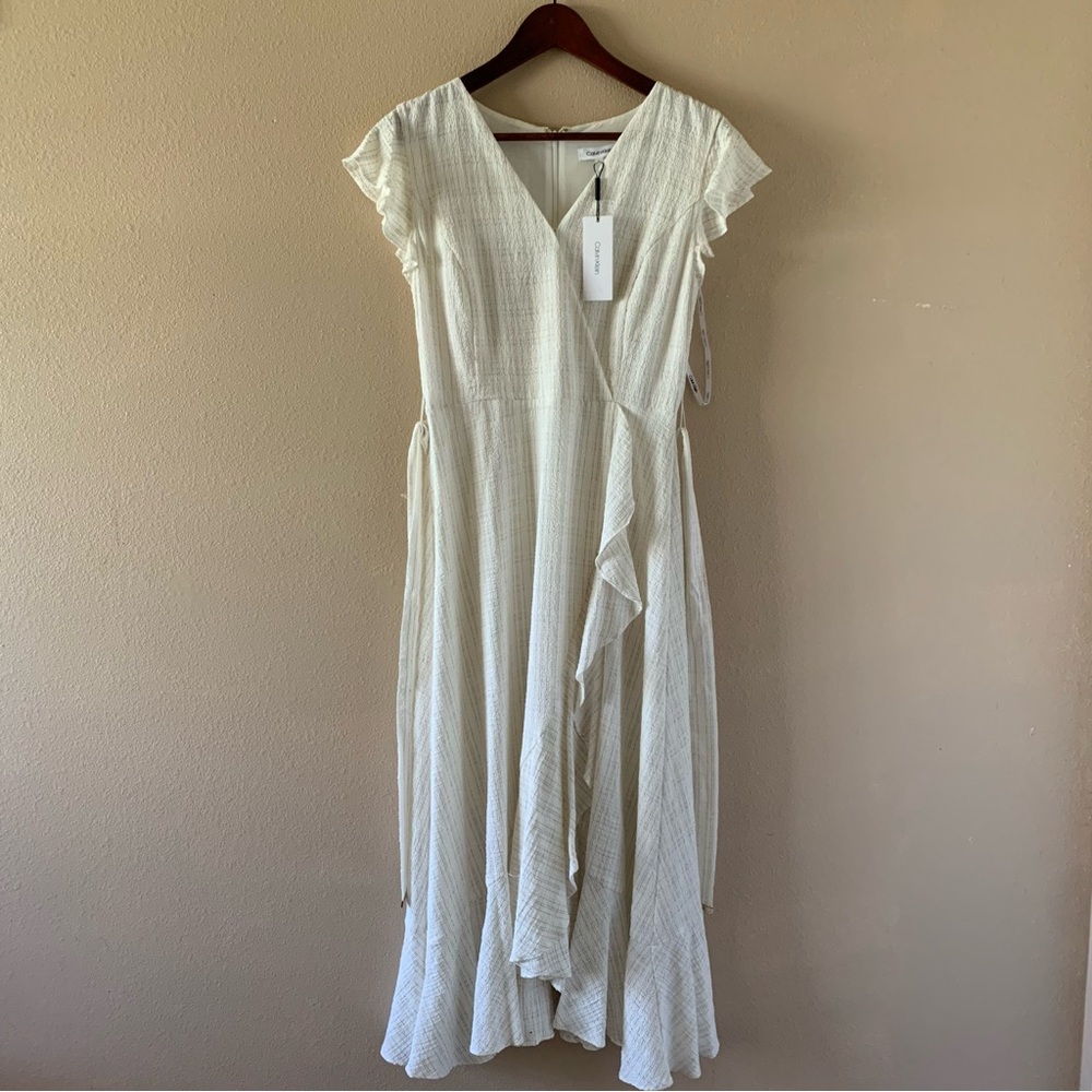 NWT Calvin Klein Elegant Ruffle Midi Dress Size 2